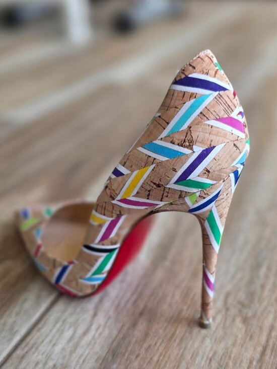 Christian Louboutin So-Kate 120 Cork Chevron Shoe Eur. 37.5 main image 11